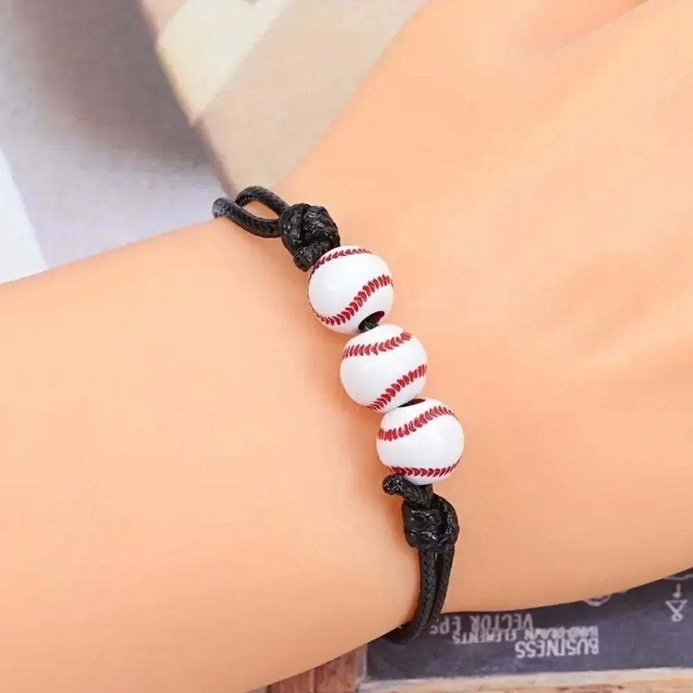 Unisex kids baseball adjustable charm bracelet